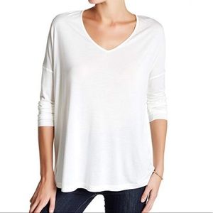 Haute Hippie Off-White V-Neck Dolman Sleeve Oversized Solid Relaxed Top Size S